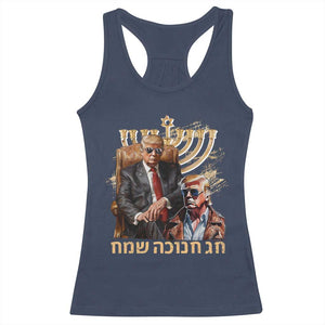 Funny Hanukkah Trump Racerback Tank Top Feliz Januca Ladino Jewish Sephardic TS09 Navy Print Your Wear
