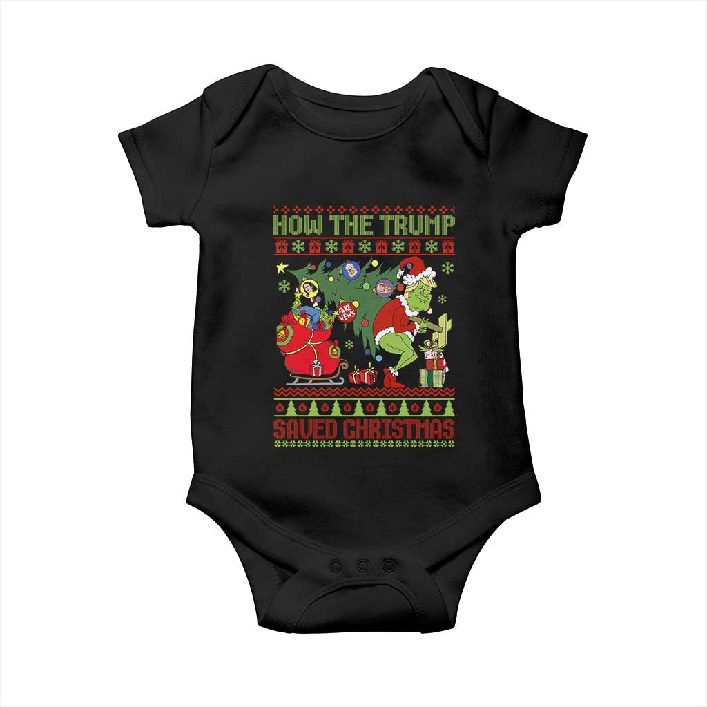 Funny Xmas Trump Baby Onesie How The Trump Saved Christmas TS09 Black Print Your Wear