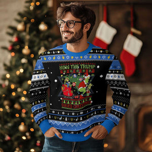 Funny Xmas Trump Hanukkah Ugly Sweater How The Trump Saved Christmas TS09 Black Blue Print Your Wear