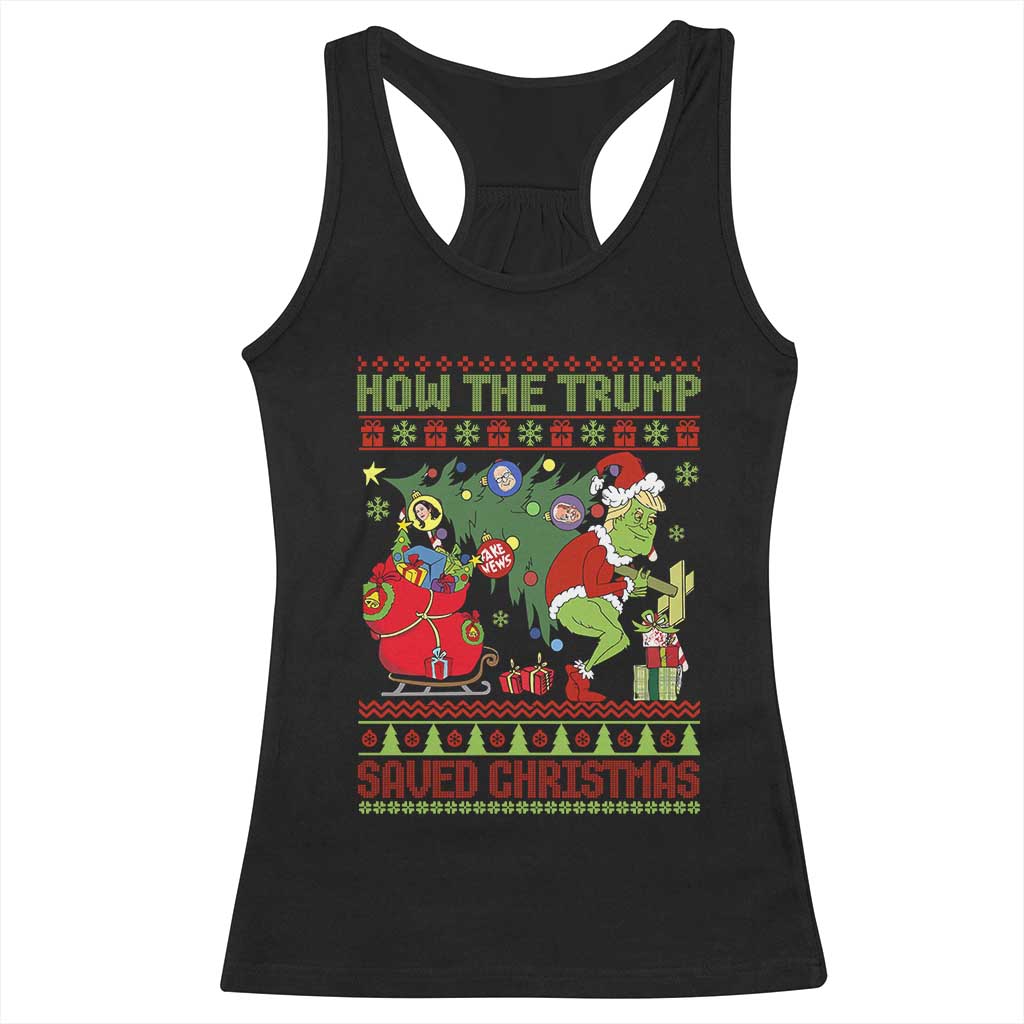 Funny Xmas Trump Racerback Tank Top How The Trump Saved Christmas TS09 Black Print Your Wear