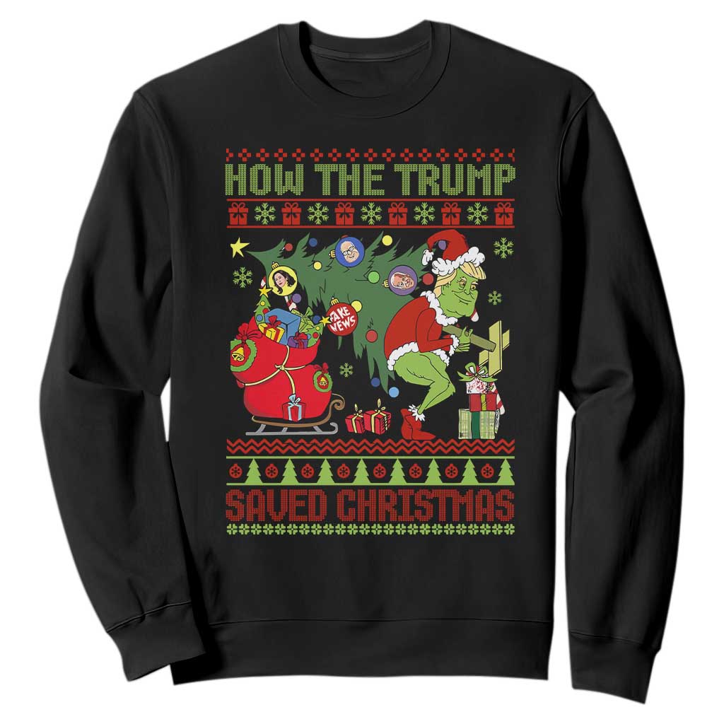 Funny Xmas Trump Sweatshirt How The Trump Saved Christmas TS09 Black Print Your Wear