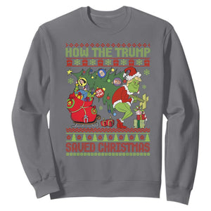 Funny Xmas Trump Sweatshirt How The Trump Saved Christmas TS09 Charcoal Print Your Wear