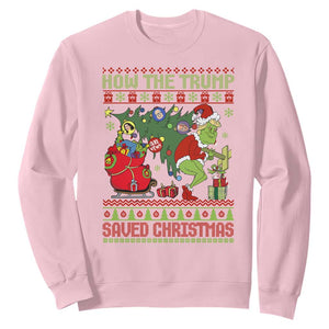 Funny Xmas Trump Sweatshirt How The Trump Saved Christmas TS09 Light Pink Print Your Wear