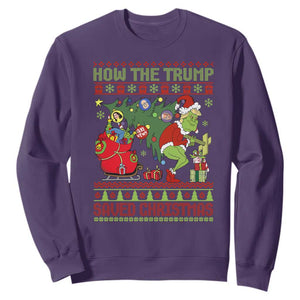 Funny Xmas Trump Sweatshirt How The Trump Saved Christmas TS09 Purple Print Your Wear