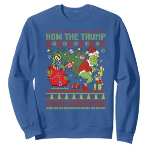 Funny Xmas Trump Sweatshirt How The Trump Saved Christmas TS09 Royal Blue Print Your Wear