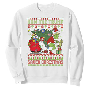 Funny Xmas Trump Sweatshirt How The Trump Saved Christmas TS09 White Print Your Wear