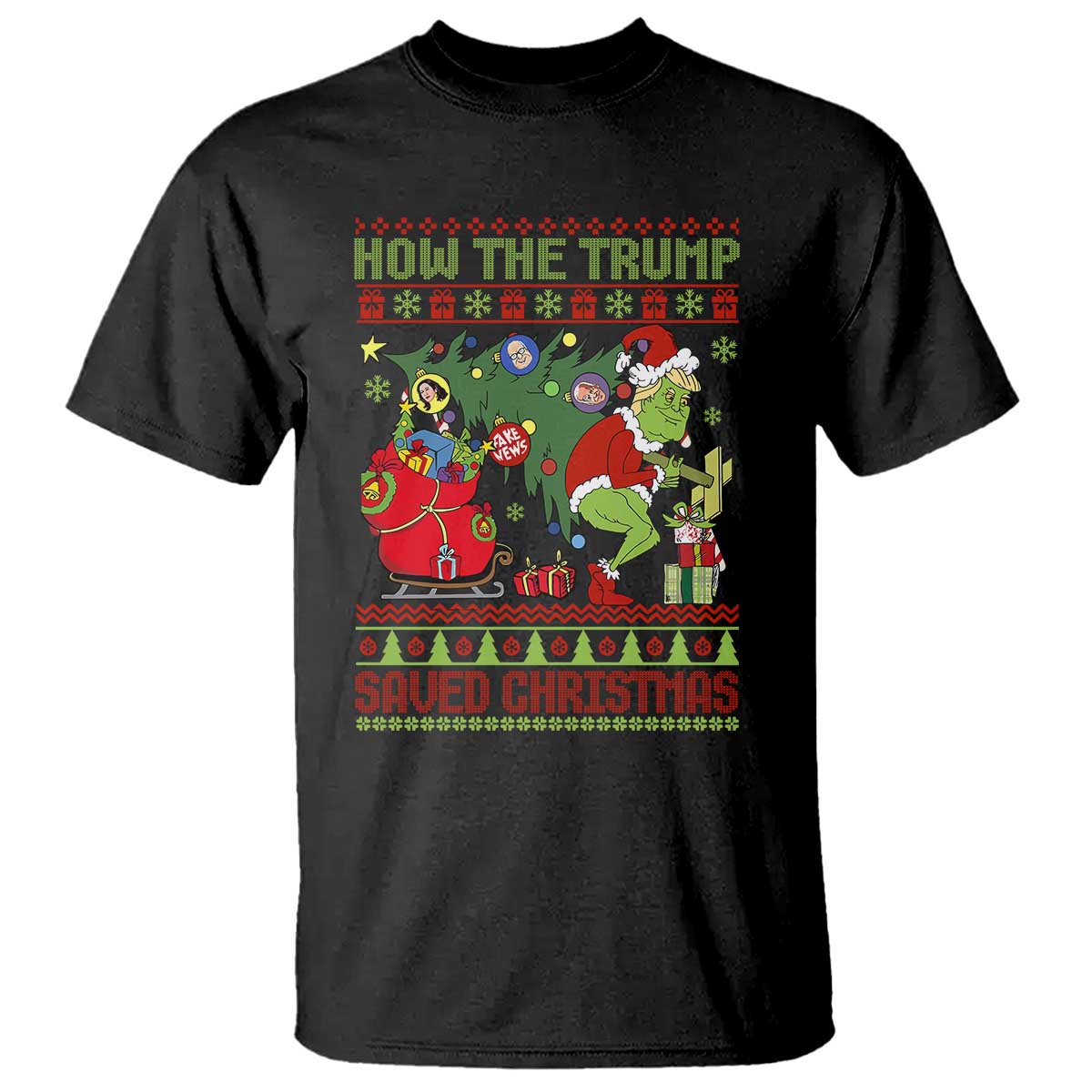 Funny Xmas Trump T Shirt How The Trump Saved Christmas TS09 Black Print Your Wear