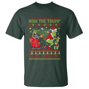 Funny Xmas Trump T Shirt How The Trump Saved Christmas TS09 Dark Forest Green Print Your Wear