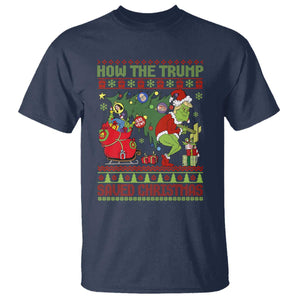Funny Xmas Trump T Shirt How The Trump Saved Christmas TS09 Navy Print Your Wear