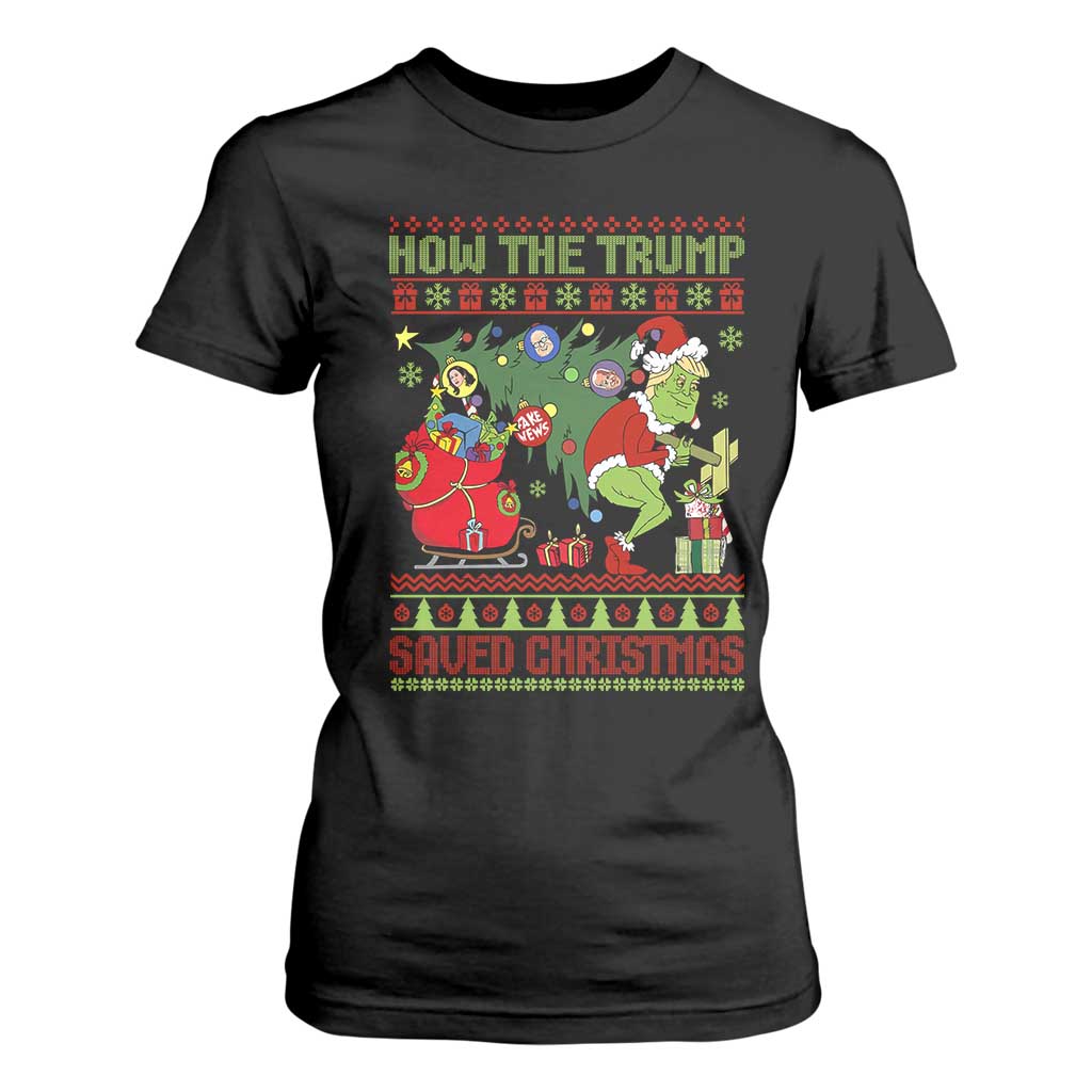 Funny Xmas Trump T Shirt For Women How The Trump Saved Christmas TS09 Black Print Your Wear