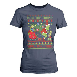 Funny Xmas Trump T Shirt For Women How The Trump Saved Christmas TS09 Navy Print Your Wear