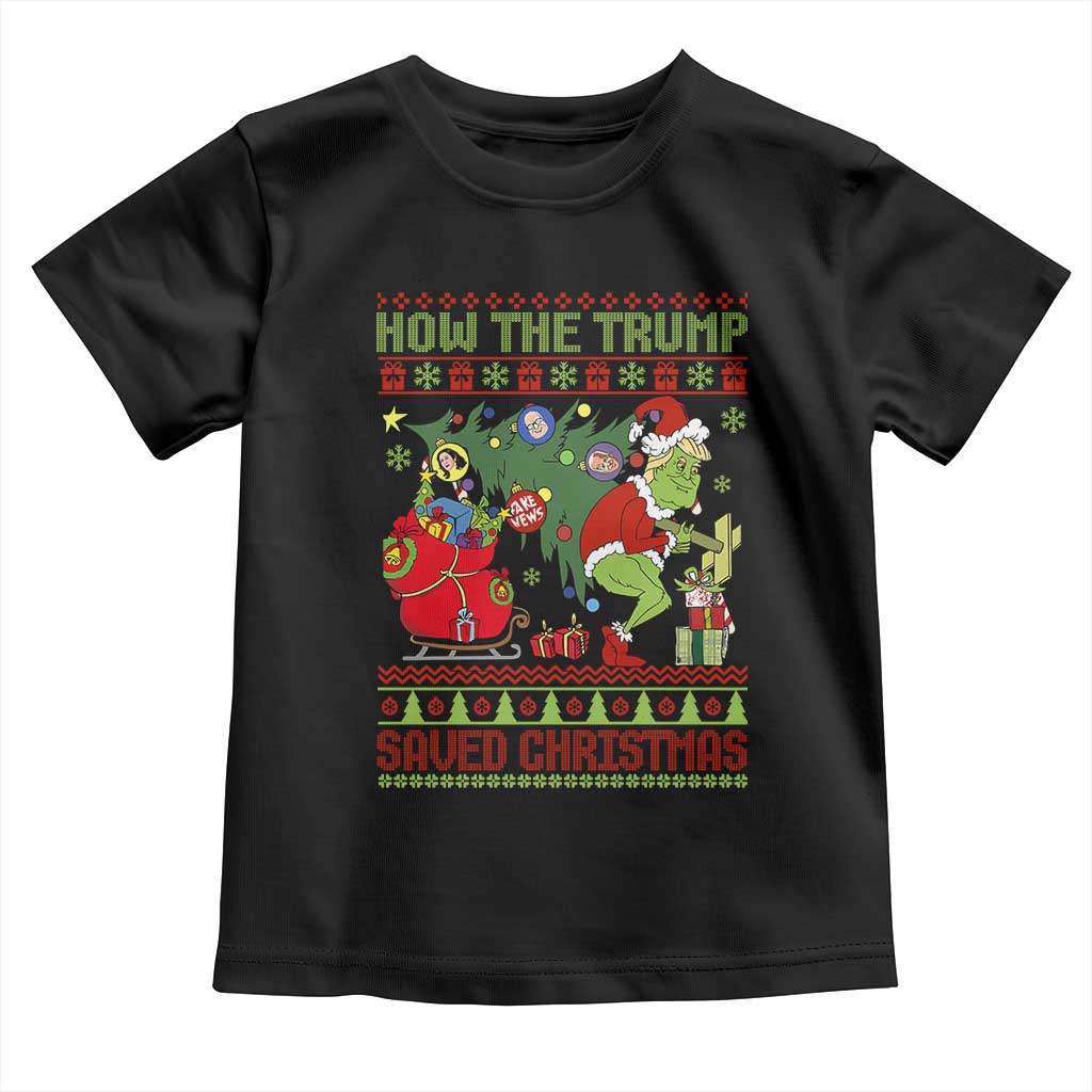 Funny Xmas Trump Toddler T Shirt How The Trump Saved Christmas TS09 Black Print Your Wear