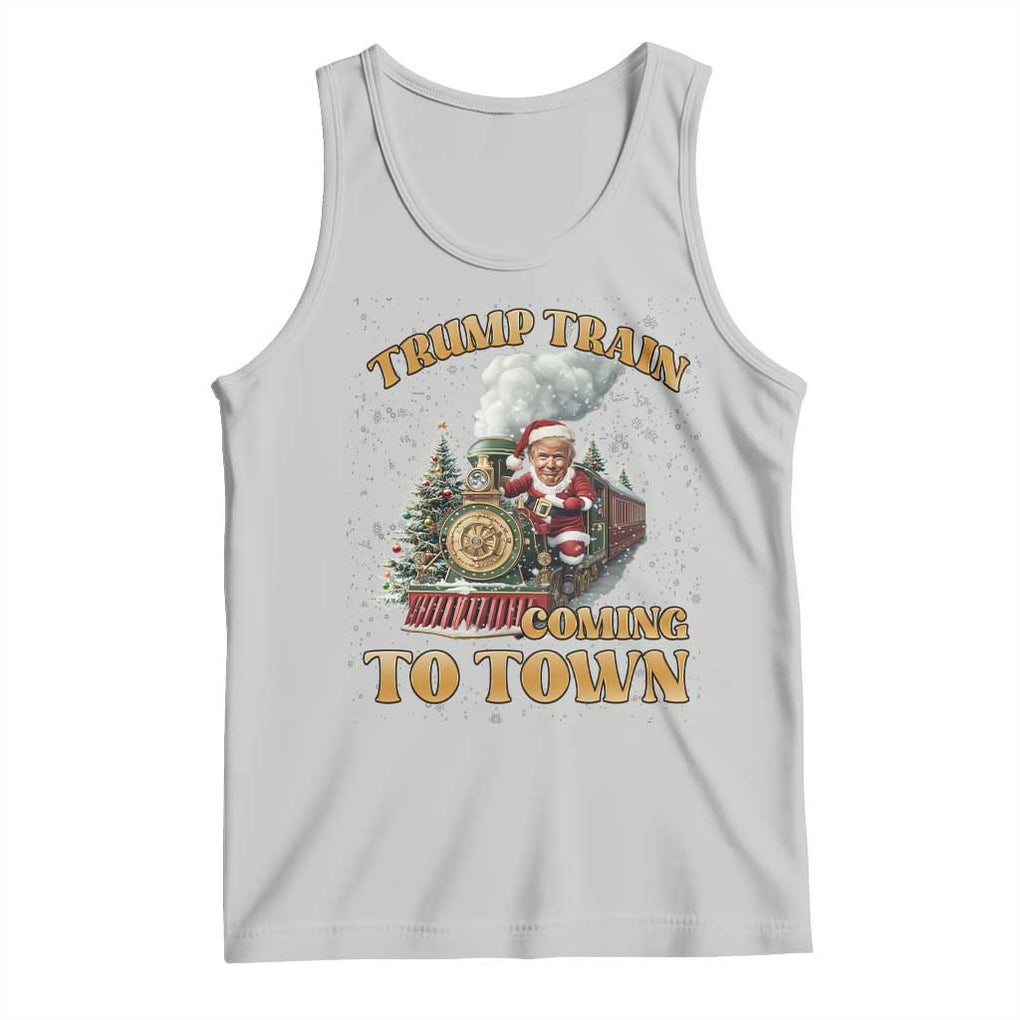 Funny Trump Xmas Tank Top Santa Trump Train Coming To Town TS09 Ash Print Your Wear