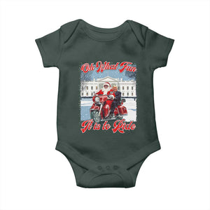 Funny Xmas Trump Baby Onesie Oh What Fun It Is To Ride Trump Santa Motorcycle TS09 Print Your Wear