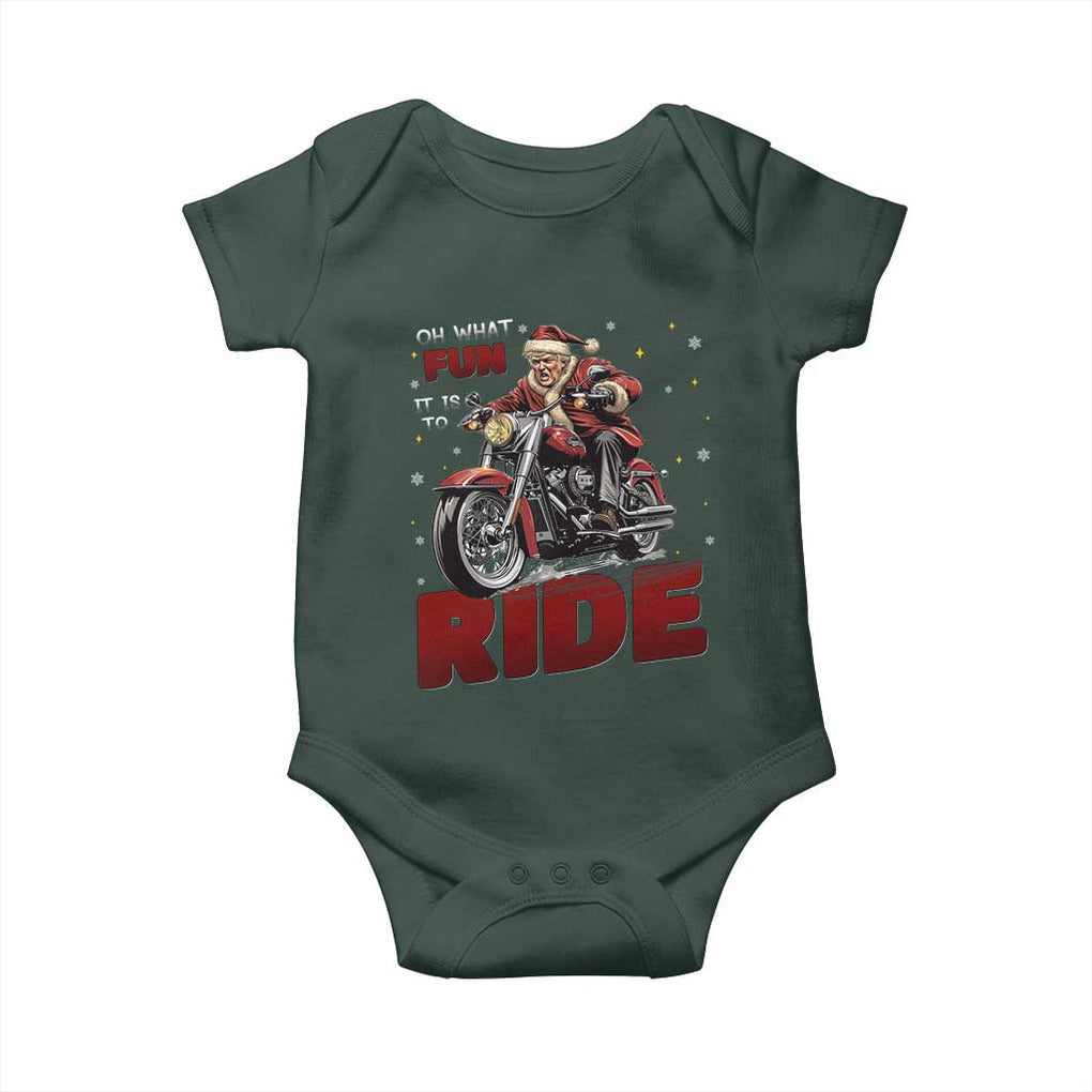 Funny Xmas Trump Baby Onesie Oh What Fun It Is To Ride Trump Motorcycle TS09 Print Your Wear