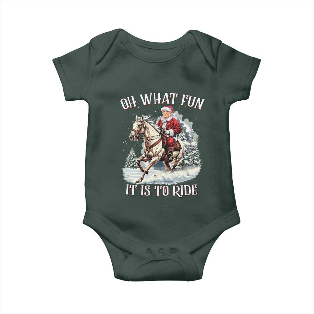 Funny Xmas Trump Baby Onesie Oh What Fun It Is To Ride Cowboy Trump Riding Horse TS09 Print Your Wear