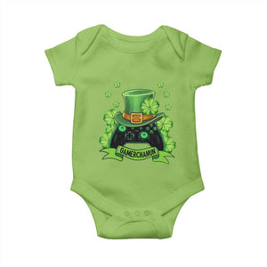 St Patrick's Day Baby Onesie Gamerchaun Video Game Funny Lucky Gamer TS09 Lime Print Your Wear