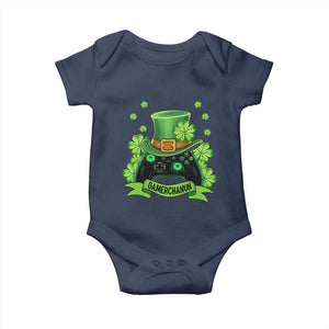 St Patrick's Day Baby Onesie Gamerchaun Video Game Funny Lucky Gamer TS09 Navy Print Your Wear