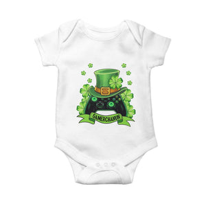 St Patrick's Day Baby Onesie Gamerchaun Video Game Funny Lucky Gamer TS09 White Print Your Wear