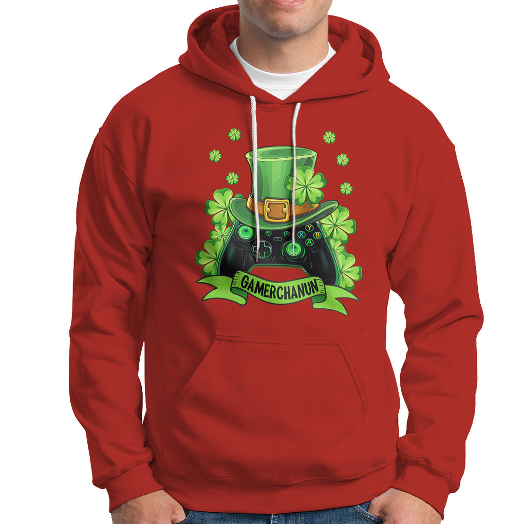 St. Patrick's Day Hoodie Gamerchaun Video Game Funny Lucky Gamer TS09 Red Printyourwear