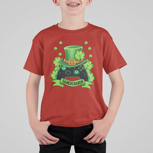 St. Patrick's Day T Shirt For Kid Gamerchaun Video Game Funny Lucky Gamer TS09 Red Printyourwear