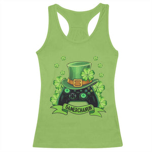 St Patrick's Day Racerback Tank Top Gamerchaun Video Game Funny Lucky Gamer TS09 Lime Print Your Wear