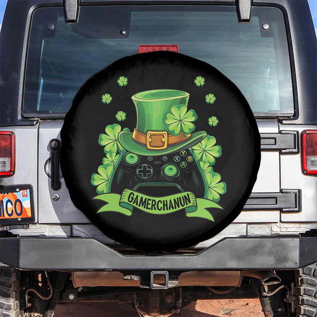 St Patrick's Day Spare Tire Cover Gamerchaun Video Game Funny Lucky Gamer TS09 No hole Black Print Your Wear