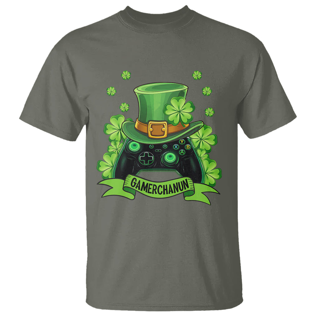 St. Patrick's Day T Shirt Gamerchaun Video Game Funny Lucky Gamer TS09 Military Green Printyourwear