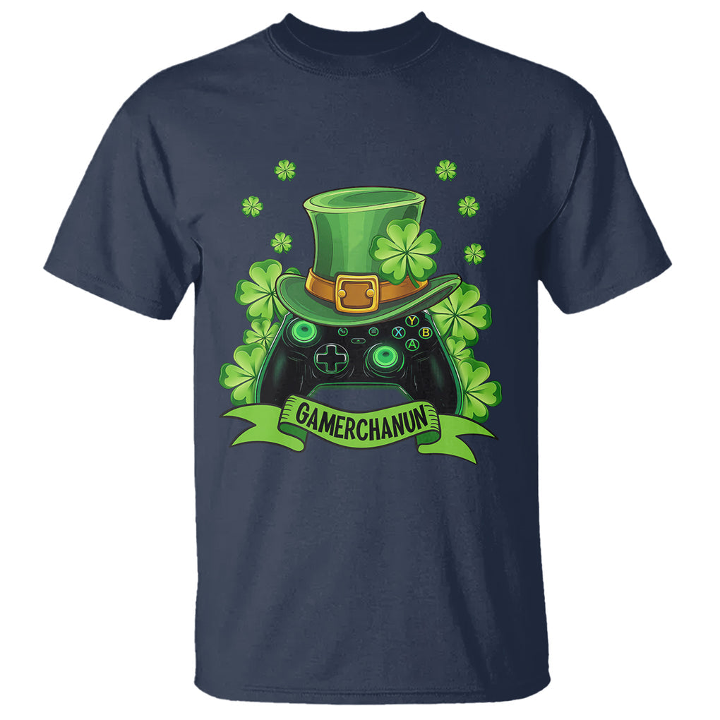 St. Patrick's Day T Shirt Gamerchaun Video Game Funny Lucky Gamer TS09 Navy Printyourwear