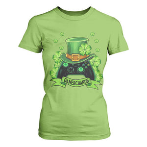 St Patrick's Day T Shirt For Women Gamerchaun Video Game Funny Lucky Gamer TS09 Lime Print Your Wear