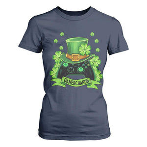 St Patrick's Day T Shirt For Women Gamerchaun Video Game Funny Lucky Gamer TS09 Navy Print Your Wear