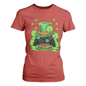 St Patrick's Day T Shirt For Women Gamerchaun Video Game Funny Lucky Gamer TS09 Red Print Your Wear