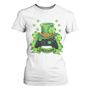 St Patrick's Day T Shirt For Women Gamerchaun Video Game Funny Lucky Gamer TS09 White Print Your Wear