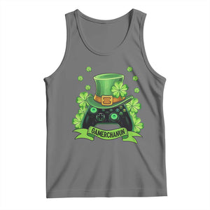 St Patrick's Day Tank Top Gamerchaun Video Game Funny Lucky Gamer TS09 Black Heather Print Your Wear