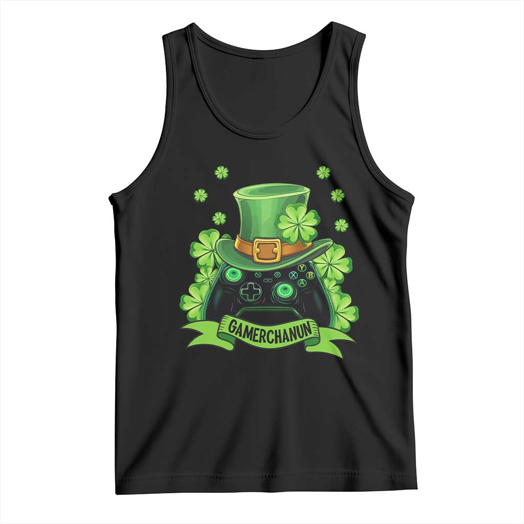 St Patrick's Day Tank Top Gamerchaun Video Game Funny Lucky Gamer TS09 Black Print Your Wear