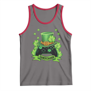 St Patrick's Day Tank Top Gamerchaun Video Game Funny Lucky Gamer TS09 Deep Heather Red Print Your Wear