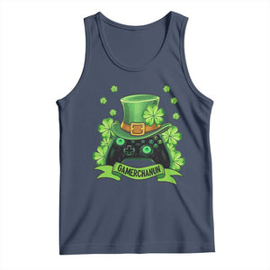 St Patrick's Day Tank Top Gamerchaun Video Game Funny Lucky Gamer TS09 Navy Print Your Wear