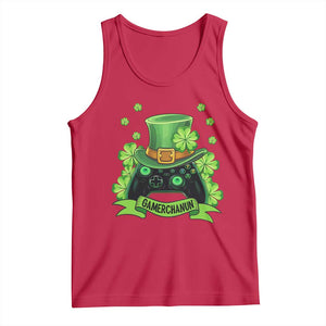 St Patrick's Day Tank Top Gamerchaun Video Game Funny Lucky Gamer TS09 Red Print Your Wear