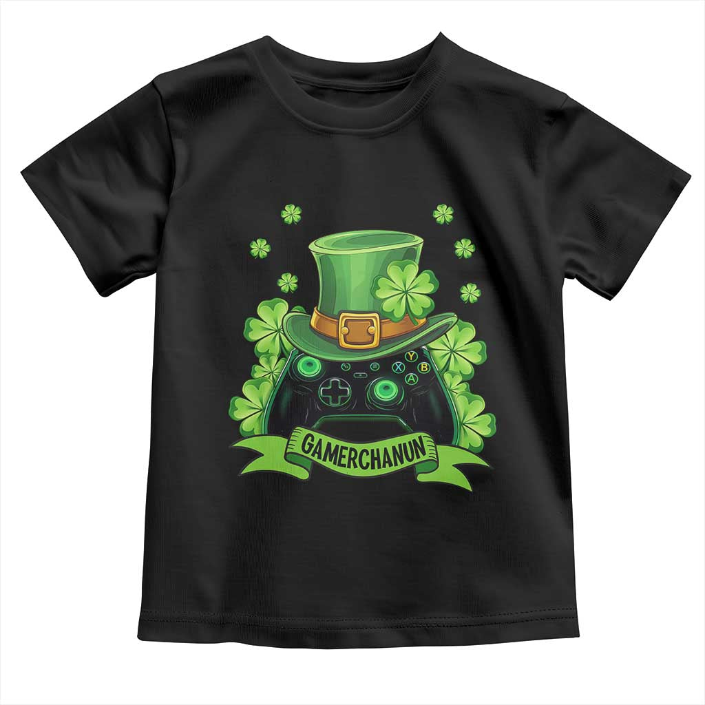 St Patrick's Day Toddler T Shirt Gamerchaun Video Game Funny Lucky Gamer TS09 Black Print Your Wear