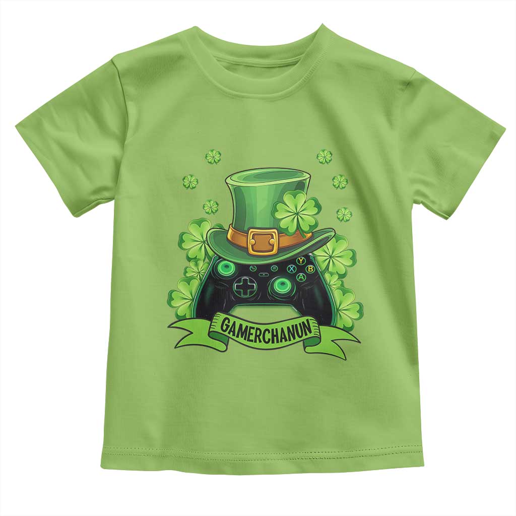 St Patrick's Day Toddler T Shirt Gamerchaun Video Game Funny Lucky Gamer TS09 Lime Print Your Wear