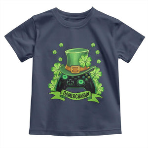 St Patrick's Day Toddler T Shirt Gamerchaun Video Game Funny Lucky Gamer TS09 Navy Print Your Wear