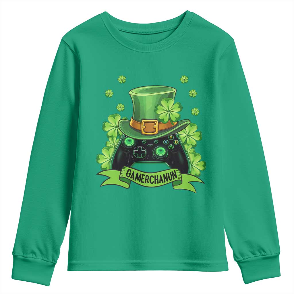 St Patrick's Day Youth Sweatshirt Gamerchaun Video Game Funny Lucky Gamer TS09 Irish Green Print Your Wear