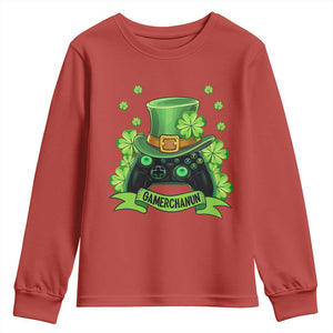 St Patrick's Day Youth Sweatshirt Gamerchaun Video Game Funny Lucky Gamer TS09 Red Print Your Wear