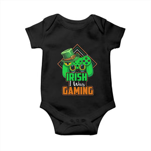 St Patrick's Day Baby Onesie Irish I Was Gaming Funny Lucky Shamrocks Gamer TS09 Black Print Your Wear