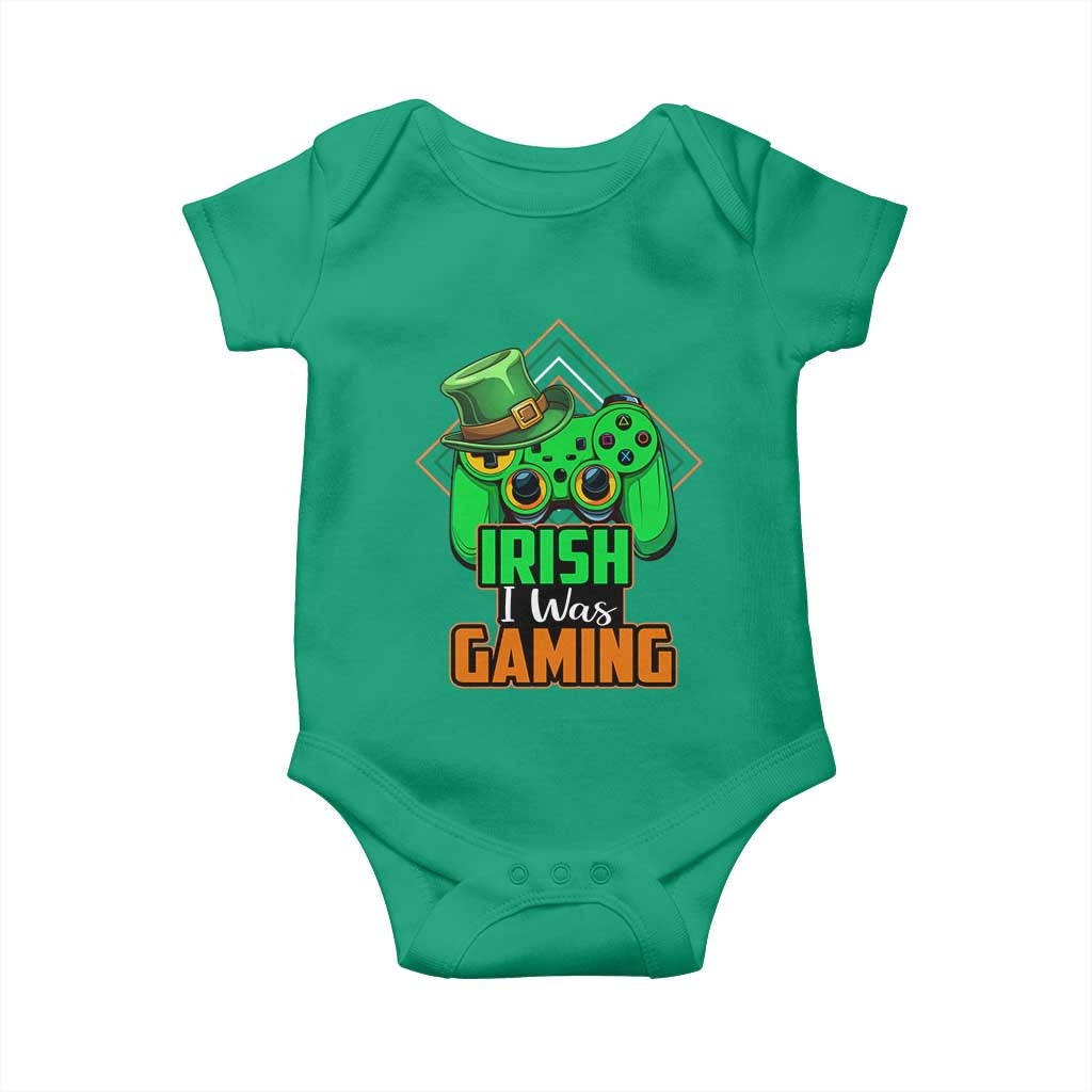 St Patrick's Day Baby Onesie Irish I Was Gaming Funny Lucky Shamrocks Gamer TS09 Irish Green Print Your Wear
