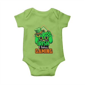 St Patrick's Day Baby Onesie Irish I Was Gaming Funny Lucky Shamrocks Gamer TS09 Lime Print Your Wear