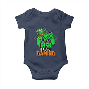 St Patrick's Day Baby Onesie Irish I Was Gaming Funny Lucky Shamrocks Gamer TS09 Navy Print Your Wear