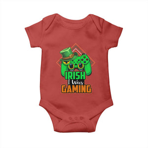 St Patrick's Day Baby Onesie Irish I Was Gaming Funny Lucky Shamrocks Gamer TS09 Red Print Your Wear