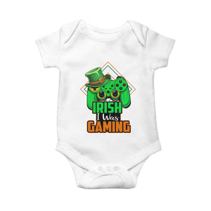 St Patrick's Day Baby Onesie Irish I Was Gaming Funny Lucky Shamrocks Gamer TS09 White Print Your Wear