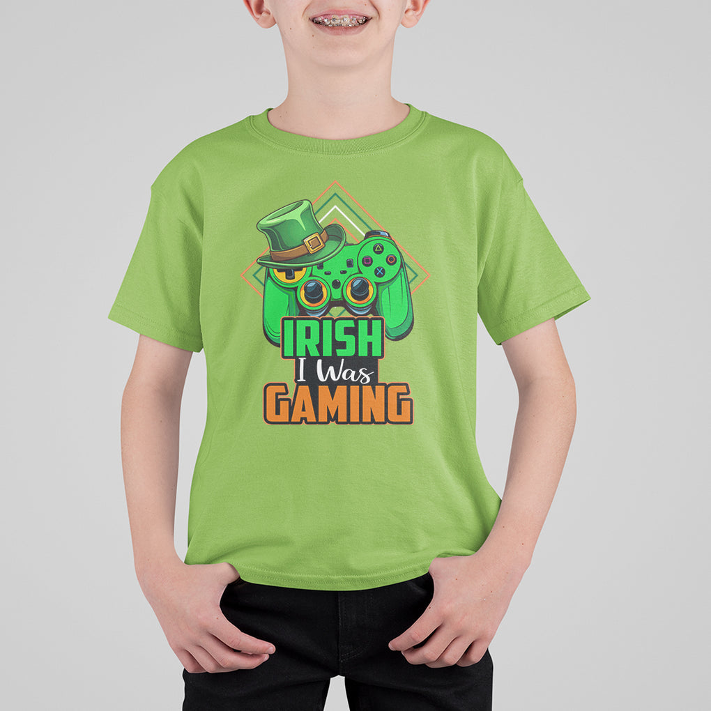 St. Patrick's Day T Shirt For Kid Irish I Was Gaming Funny Lucky Shamrocks Gamer TS09 Lime Printyourwear